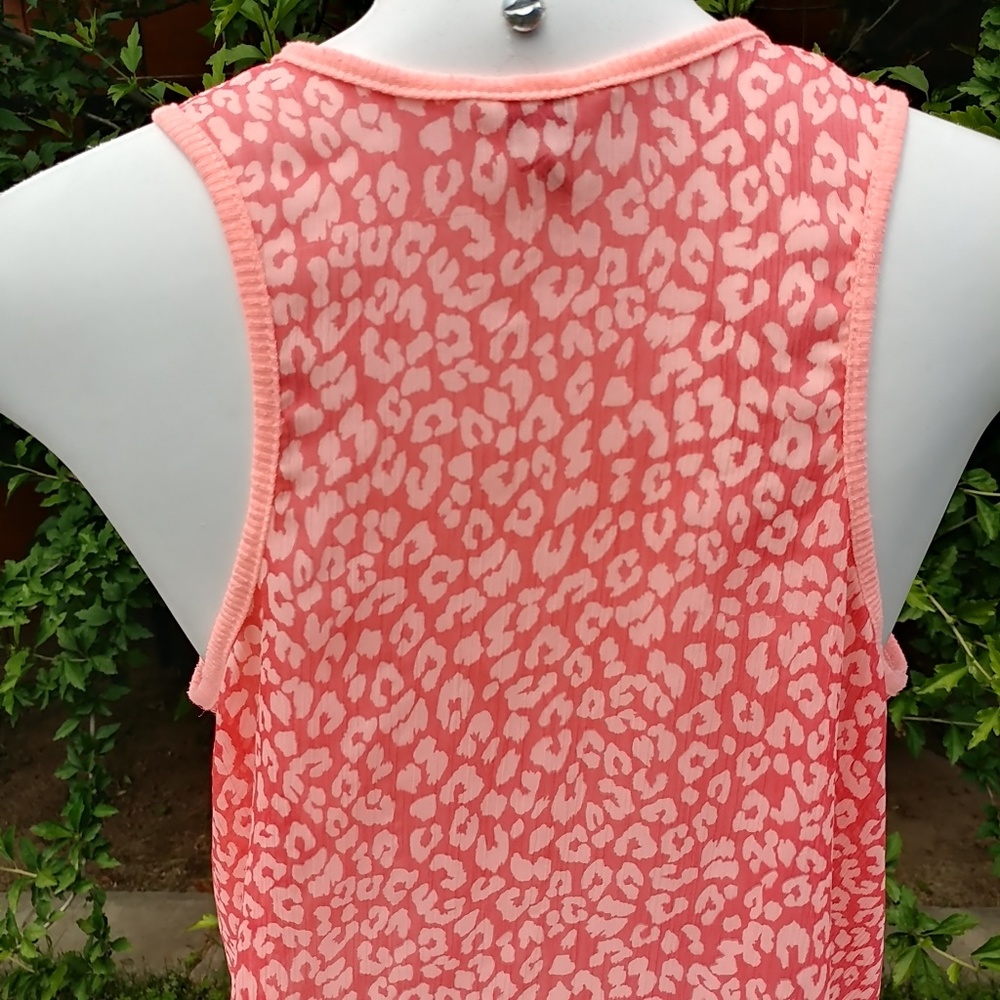 Guess Sheer Animal Print Sleeveless Top L - Picture 5 of 6